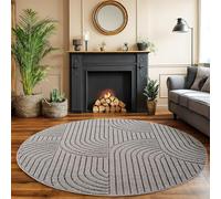 SIMPEX Tapis Rond 160 cm Gris Design Bohème Bou oucles Style Scandinave Moderne Doux Résistant Facile à Nettoyer Grand Tapis pour Salon Salle à Manger Chambre