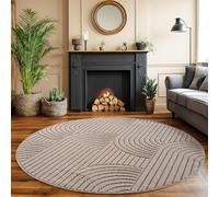 SIMPEX Tapis Rond 200 cm Beige Design Bohème Bouclé Boucles Style Scandinave Moderne Doux Résistant Facile à Nettoyer Grand Tapis pour Salon Salle à Manger Chambre