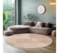 SIMPEX Tapis Rond à Poils Longs pour Salon, Tapis de Cuisine, Tapis de Chambre à Coucher, Tapis Style scandinave et bohème avec Design 3D, Doux et Moelleux.Taille: 120 x 120 cm, Rose