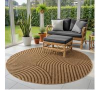 SIMPEX Tapis Rond Extérieur 120 cm Beige Tapis Aspect Jute Naturel pour Terrasse Balcon Salon entretien quotidien