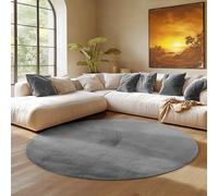 SIMPEX Tapis Rond Gris 200 cm Tapis à Poils Courts Lavable, Rond, Doucement Antidérapant et Design Monochrome Moderne pour Salon, Chambre, Cuisine et Chambre d'enfant