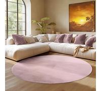 SIMPEX Tapis Rond Rose 200 cm Tapis à Poils Courts Lavable, Rond, Doucement Antidérapant et Design Monochrome Moderne pour Salon, Chambre, Cuisine et Chambre d'enfant