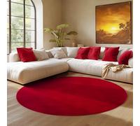 SIMPEX Tapis Rond Rouge 200 cm Tapis à Poils Courts Lavable, Rond, Antidérapant et Doux, Design Monochrome Moderne pour Salon, Chambre, Cuisine et Chambre d'enfant