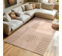 SIMPEX Tapis Rose 120x170 cm, Shaggy Poils Longs, Doux, Tapis Salon Moderne Style Scandinave Boho, Dos en Jute
