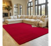 SIMPEX Tapis Rouge 140x200 cm Tapis à Poils Courts Lavable, Doucement Antidérapant et Design Monochrome Moderne pour Salon, Chambre, Cuisine et Chambre d'enfant