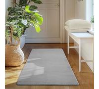 SIMPEX Tapis Runner Argent 60x100 cm Tapis à Poils Courts Lavable, Antidérapant et Doux, Design Monochrome Moderne pour Chambre, Cuisine et Couloir