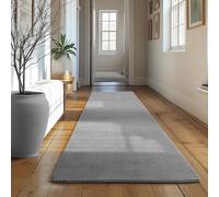 SIMPEX Tapis Runner Argent 80x250 cm Tapis à Poils Courts Lavable, Antidérapant et Doux, Design Monochrome Moderne pour Chambre, Cuisine et Couloir