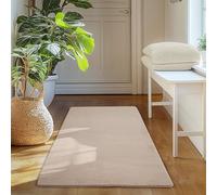 SIMPEX Tapis Runner Beige 60x100 cm Tapis à Poils Courts Lavable, Antidérapant et Doux, Design Monochrome Moderne pour Chambre, Cuisine et Couloir