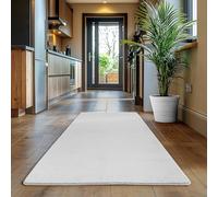 SIMPEX Tapis Runner Blanc 80x150 cm Tapis à Poils Courts Lavable, Antidérapant et Doux, Design Monochrome Moderne pour Chambre, Cuisine et Couloir