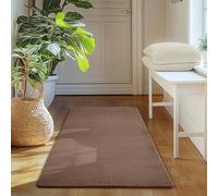 SIMPEX Tapis Runner Brun 60x100 cm Tapis à Poils Courts Lavable, Antidérapant et Doux, Design Monochrome Moderne pour Chambre, Cuisine et Couloir