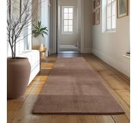 SIMPEX Tapis Runner Brun 80x250 cm Tapis à Poils Courts Lavable, Antidérapant et Doux, Design Monochrome Moderne pour Chambre, Cuisine et Couloir