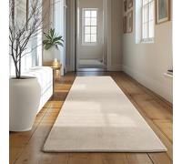SIMPEX Tapis Runner Crème 80x250 cm Tapis à Poils Courts Lavable, Antidérapant et Doux, Design Monochrome Moderne pour Chambre, Cuisine et Couloir