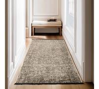 SIMPEX, Tapis Runner en Coton Chenille Beige 80x150 cm Lavable, Style Boho, Vintage Kelim, Poils Courts, Antidérapant et Doux, Mélange Monochrome, pour Cuisine, Chambre & Couloir