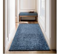 SIMPEX, Tapis Runner en Coton Chenille Bleu 80x150 cm Lavable, Style Boho, Vintage Kelim, Pour Cuisine, Chambre & Couloir