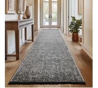 SIMPEX, Tapis Runner en Coton Chenille Gris 80x250 cm Lavable, Style Boho, Vintage Kelim, Pour Cuisine, Chambre & Couloir