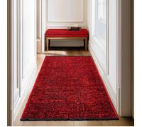 SIMPEX, Tapis Runner en Coton Chenille Rouge 80x150 cm Lavable, Style Boho, Vintage Kelim, Pour Cuisine, Chambre & Couloir