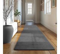 SIMPEX Tapis Runner Gris 80x250 cm Tapis à Poils Courts Lavable, Antidérapant et Doux, Design Monochrome Moderne pour Chambre, Cuisine et Couloir