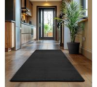 SIMPEX Tapis Runner Noir 80x150 cm Tapis à Poils Courts Lavable, Antidérapant et Doux, Design Monochrome Moderne pour Chambre, Cuisine et Couloir