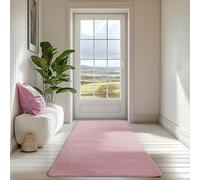 SIMPEX Tapis Runner Rose 80x150 cm Tapis à Poils Courts Lavable, Antidérapant et Doux, Design Monochrome Moderne pour Chambre, Cuisine et Couloir