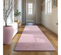 SIMPEX Tapis Runner Rose 80x250 cm Tapis à Poils Courts Lavable, Antidérapant et Doux, Design Monochrome Moderne pour Chambre, Cuisine et Couloir