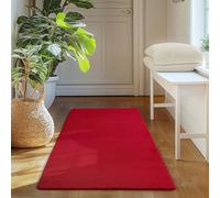 SIMPEX Tapis Runner Rouge 60x100 cm Tapis à Poils Courts Lavable, Antidérapant et Doux, Design Monochrome Moderne pour Chambre, Cuisine et Couloir