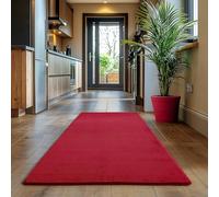 SIMPEX Tapis Runner Rouge 80x150 cm Tapis à Poils Courts Lavable, Antidérapant et Doux, Design Monochrome Moderne pour Chambre, Cuisine et Couloir
