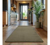 SIMPEX Tapis Runner Vert 80x150 cm Tapis à Poils Courts Lavable, Antidérapant et Doux, Design Monochrome Moderne pour Chambre, Cuisine et Couloir