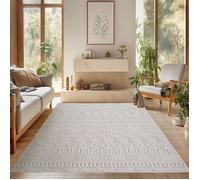 SIMPEX Tapis Salon 120x170 cm Crème Design Vintage Bouclé Boucles Style Résistant Facile à Nettoyer Chambre Chambre