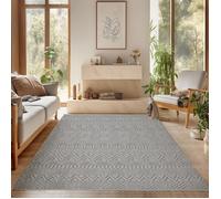 SIMPEX Tapis Salon 120x170 cm Gris Design Vintage Bouclé Boucles Style Résistant Facile à Nettoyer Chambre Chambre