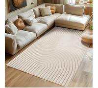 SIMPEX Tapis Salon 140x200 cm Crème à Poils Longs Design Scandi Boho Effet Relief Moderne pour Chambre à Coucher