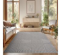 SIMPEX Tapis Salon 140x200 cm Gris Design Bohème Bouclé Boucles Style Scandinave Moderne Doux Résistant Facile à Nettoyer Chambre Salle à Manger Chambre Enfant