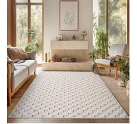 SIMPEX Tapis Salon 160x230 cm Crème Design à Carreaux Bou oucles Style Scandinave Moderne Doux Résistant Facile à Nettoyer Coin Canapé Salle à Manger Chambre