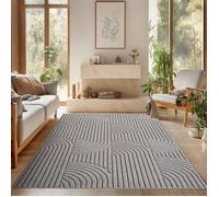 SIMPEX Tapis Salon 160x230 cm Gris Design Bohème Bou oucles Style Scandinave Moderne Doux Résistant Facile à Nettoyer Coin Canapé Salle à Manger Chambre