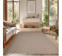 SIMPEX Tapis Salon 200x290 cm Beige Design à Carreaux Bou oucles Style Résistant Facile à Nettoyer Grand Tapis Chambre