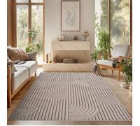 SIMPEX Tapis Salon 200x290 cm Beige Design Bohème Bouclé Boucles Style Résistant Facile à Nettoyer Grand Tapis Chambre
