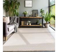 SIMPEX Tapis Salon 200x290 cm Beige Moderne Scandinave Boho Uni Effet 3D Doux Lavable Facile d'entretien Antidérapant pour Chambre Salle à Manger
