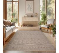 SIMPEX Tapis Salon 240x340 cm Beige Design Vintage Bou oucles Style Résistant Facile à Nettoyer Tapis Chambre