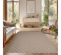 SIMPEX Tapis Salon 280x370 cm Beige Design à Carreaux Bou oucles Style Scandinave Moderne Doux Résistant Facile à Nettoyer Tapis Salle à Manger Chambre
