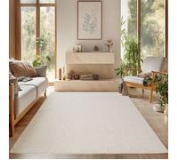 SIMPEX Tapis Salon 280x370 cm Crème Uni Bouclé Boucles Style Scandinave Moderne Doux Résistant Facile à Nettoyer Tapis Salle à Manger Chambre