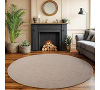 SIMPEX Tapis Salon Rond 120 cm Beige Uni Bouclé Boucles Style Scandinave Moderne Doux Résistant Facile à Nettoyer Salle à Manger Chambre