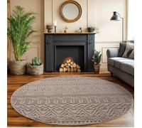 SIMPEX Tapis Salon Rond 160 cm Beige Design Vintage Bouclé Boucles Style Résistant Facile à Nettoyer Grand Tapis Chambre