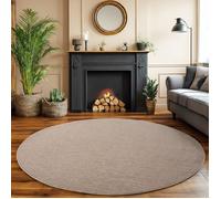 SIMPEX Tapis Salon Rond 160 cm Beige Uni Bouclé Boucles Style Résistant Facile à Nettoyer Grand Tapis Chambre