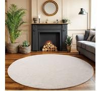 SIMPEX Tapis Rond 160 cm Crème Uni Bouclé Boucles Style Scandinave Moderne Doux Résistant Facile à Nettoyer Grand Tapis pour Salon Salle à Manger Chambre