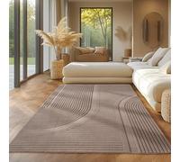 SIMPEX Tapis scandinave bohème uni - Beige - 240 x 340 cm - Décoration - Effet 3D - Grand tapis lavable pour salon et chambre à coucher