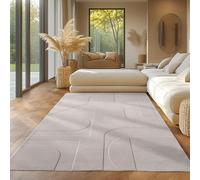 Tapis SIMPEX scandinave, Design Boho, Crème unie 140x200 cm, Lavable avec effet 3D, Petit tapis pour salon & chambre à coucher