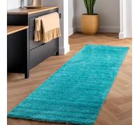 SIMPEX Tapis Shaggy à Poils Longs 60x110 cm Turquoise, Doux et Moelleux, Moderne uni, idéal pour Couloir et Petits espaces, Salon et Chambre