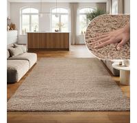 SIMPEX Tapis Shaggy Beige à Poils Longs 160x230 cm très Doux Moderne uni Parfait pour Grand Salon ou Chambre Confort Luxueux et Style Moderne