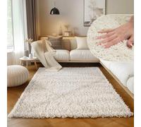 SIMPEX Tapis Shaggy crème à Poils Longs 160x230 cm Doux Moderne uni Parfait pour Grand Salon ou Chambre Confort Luxueux