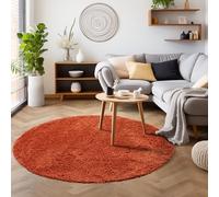 SIMPEX Tapis Shaggy Rond 80 cm Terracotta, Doux et Moelleux, Moderne uni, idéal pour entrée ou Petites niches
