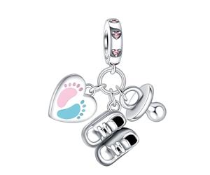 Simphman 925 Sterling Silver Charms Dangles for Bracelets and Necklaces Footprints Shoe Dangle Jewellery for women girls family and friends